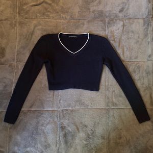 Navy Blue Brandy Melville Cropped Milena Sweater